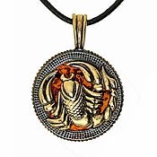 Украшения handmade. Livemaster - original item Scorpio Zodiac Sign Pendant Amulet, Brass Amber. Handmade.