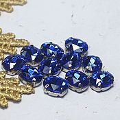 Материалы для творчества ручной работы. Ярмарка Мастеров - ручная работа Rhinestones oval 10/8 mm Blue sapphire bright in a frame. Handmade.