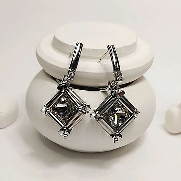 Серебристые серьги Ромбы с японским стеклярусом. . Украшения ручной работы - Ярмарка Мастеров Украшения ручной работы. Ярмарка Мастеров - ручная работа Серебристые серьги Ромбы с японским стеклярусом. Handmade.