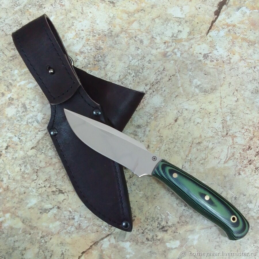 Knife 'Daniyar' fultang 95h18 g10 black and green, Knives, Vorsma,  Фото №1