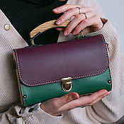 Сумки и аксессуары handmade. Livemaster - original item Leather and wood colorfull GF evening clutch bag. Handmade.
