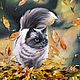 Картина маслом "осенний кот". Природа. Осень. Котик, Картины, Королев,  Фото №1