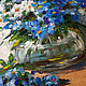 Forget-me-in-vase oil Painting in frame. Pictures. Vladyart. My Livemaster. Фото №5
