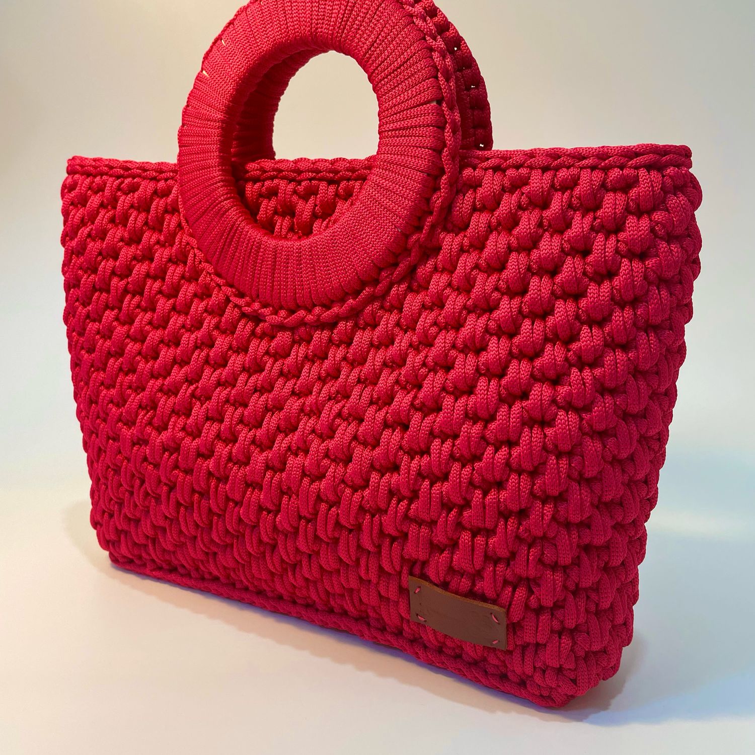 Сумка женская Вязаная из полиэфирного шнура С ручками деревянными в ...