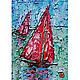 Sailboats Oil painting Miniature Sails Seascape, Pictures, St. Petersburg,  Фото №1