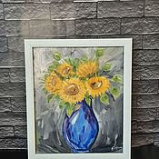 Картины и панно handmade. Livemaster - original item Oil painting Sunflowers in vase. Handmade.