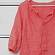 Coral boho blouse made of 100% linen, Blouses, Tomsk,  Фото №1