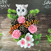 Косметика ручной работы handmade. Livemaster - original item Soap bouquet in a glass Owl. Handmade.