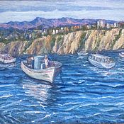 Картины и панно handmade. Livemaster - original item Painting Sea voyage seascape as a gift boat on canvas. Handmade.