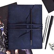 Канцелярские товары handmade. Livemaster - original item Leather notebook with rings long strap. Handmade.