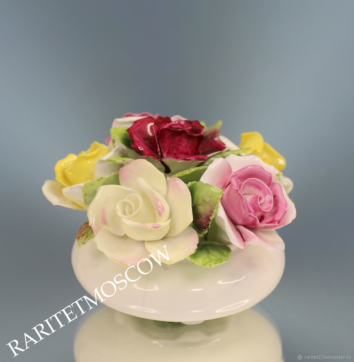 Винтаж: Ваза с цветами фарфор роспись роза Royal Doulton Англия 2 ...