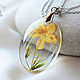 Transparent pendant made of epoxy resin with yellow flower.Oval pendant. Pendant. Creative workshop. Online shopping on My Livemaster.  Фото №2