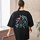 Long black T-shirt with embroidery, T-shirts, Novosibirsk,  Фото №1