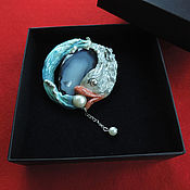 Украшения handmade. Livemaster - original item Brooch with polymer clay agate, modern, sculptural miniature... Handmade.