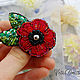 Poppy brooch made of beads, threads, sequins. Brooches. vettochka. My Livemaster. Фото №4