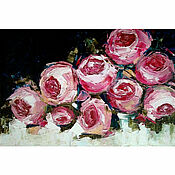 Картины и панно handmade. Livemaster - original item Rose painting on a black background interior Painting with flowers. Handmade.