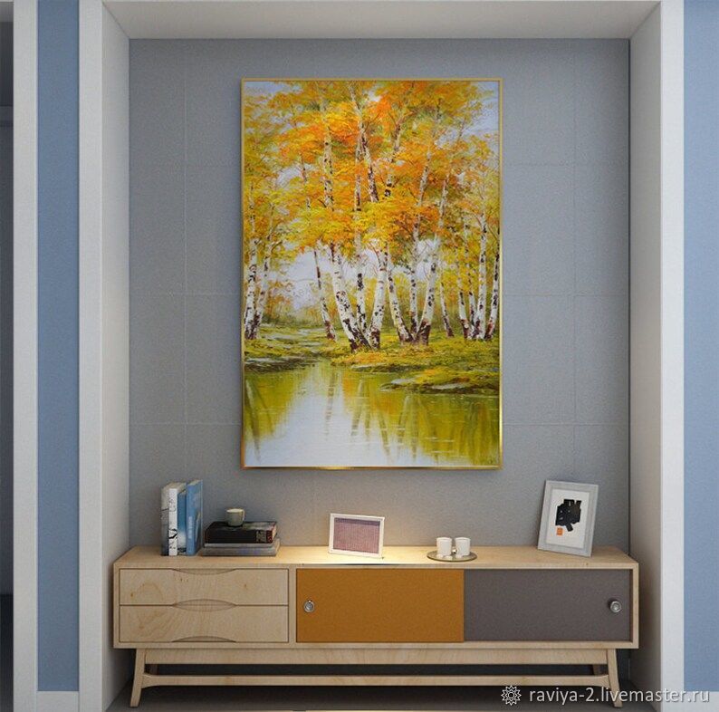Картина маслом на холсте Пейзаж в гостиную Масляная живопись природа в ...