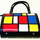 Leather handbag woman red yellow black blue  Squares Mondrian. Classic Bag. Leather  Art  Phantasy. My Livemaster. Фото №5