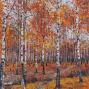 Картины и панно handmade. Livemaster - original item Birch grove, October...x/m, 30h20 cm.. Handmade.