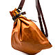 Кожаная сумка-мешок "Санни" (рыжая). Сумка через плечо. ЭклектикАрт. Интернет-магазин Ярмарка Мастеров.  Фото №2