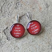 Украшения handmade. Livemaster - original item Earrings silver plated Keep calm (red). Handmade.