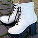 Сапожки на каблуке белые "Коньки". Полусапоги. Eco Shoes by Julia Pizar. Ярмарка Мастеров.  Фото №6