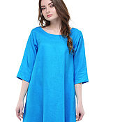 Одежда handmade. Livemaster - original item Sky blue dress made of 100% linen. Handmade.