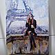 Order Painting on canvas Girl Paris (Eiffel tower purple beige). Pastelena. Livemaster. . Pictures Фото №3