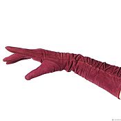 Винтаж handmade. Livemaster - original item Size 7. Winter long gloves made of natural velour in Bordeaux color. Handmade.