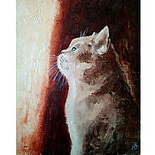 Картины и панно handmade. Livemaster - original item Painting cat by the window in oil cat kitten in oil. Handmade.