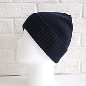 Теплая мужская шапка с отворотом 100% шерсть