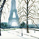  Winter in Paris. Watercolor. Pictures. zazulla (zazulla). Online shopping on My Livemaster.  Фото №2