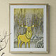  Golden deer, a painting with a deer in gray and yellow colors, Pictures, Moscow,  Фото №1