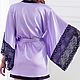 Kimono robe 100% natural silk color Lavender. Bathrobe as a gift, Robes, St. Petersburg,  Фото №1