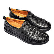 Обувь ручной работы handmade. Livemaster - original item Espadrilles from tail of crocodile leather, in black color. Handmade.