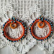 Украшения handmade. Livemaster - original item Orange hoop earrings, large earrings, bright earrings. Handmade.