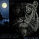 In the night (tiger). Design for machine embroidery, Embroidery tools, Solikamsk,  Фото №1