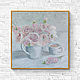 Картина на текстурном фоне "Розы и левкой", Картины, Барнаул,  Фото №1