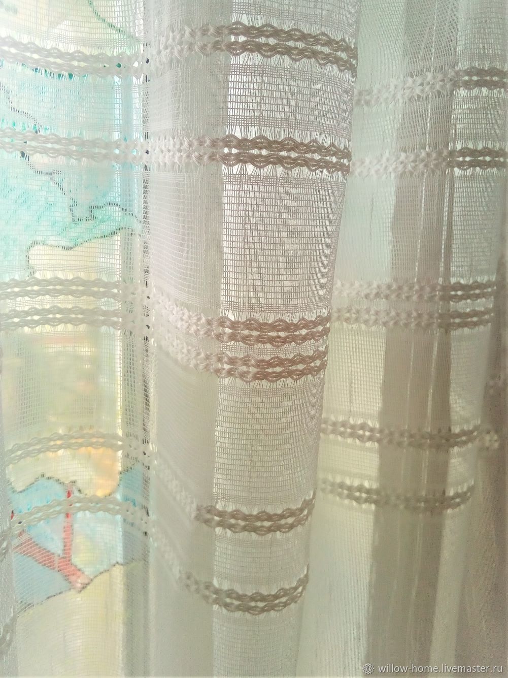 Тюль в стиле прованс, Мария: с мережками из хлопка, молочный, 260 см в ...