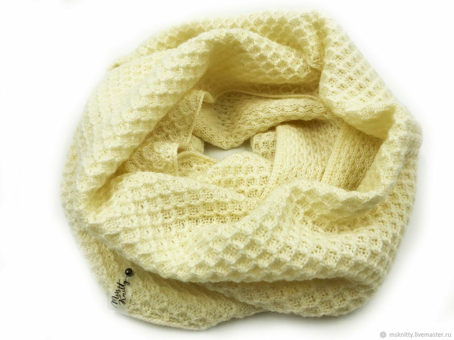 Снуд вязаный женский кремового цвета купить в интернет-магазине Ярмарка ...