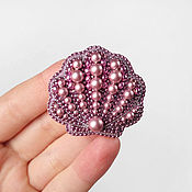 Украшения handmade. Livemaster - original item Brooch made of beads Shell Scallop pink, brooch lilac. Handmade.