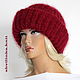 Шапка "А-ля Такори" вишневая(горчица, бирюза,мол). Шапки. Ирина(shvilinka.knit). Интернет-магазин Ярмарка Мастеров.  Фото №2
