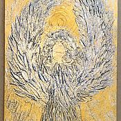 Картины и панно handmade. Livemaster - original item The painting is a three-dimensional silver angel on a gold 