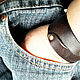 Order Brown genuine leather unisex bracelet with rivets. Brave. Livemaster. . Cuff bracelet Фото №3