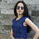 Order Dark blue cotton top. IRINA GRUDKINA Handmade Knitwear. Livemaster. . Tops Фото №3