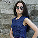 Заказать Топ из хлопка Dark blue. IRINA GRUDKINA Handmade Knitwear. Ярмарка Мастеров. . Топы Фото №3