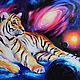 Oil painting 'the Keeper of secrets' 60/90 cm, tiger, space, Pictures, Sochi,  Фото №1