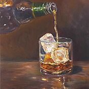 Картины и панно ручной работы. Ярмарка Мастеров - ручная работа Pintura al óleo de Whisky con hielo. Handmade.