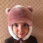 Детская мутоновая шапка с ушками