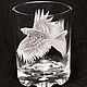 Eagle flying, glass, hand engraved glass, Water Glasses, Yugorsk,  Фото №1